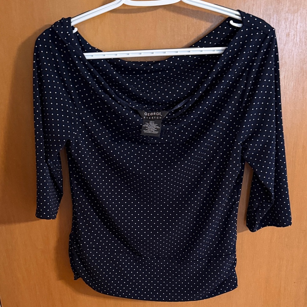 George Navy Polka Dot Scoop Neck Top